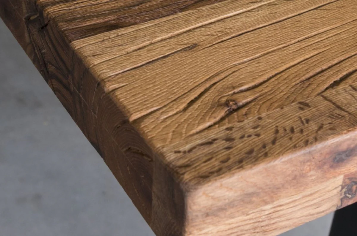 Casa Padrino mesa de bar de lujo natural / negro - Varios Tama?os - Mesa de bar con tablero de madera maciza y patas de acero - Muebles de bar - Muebles bistr¨® - Muebles de gastronom¨ªa