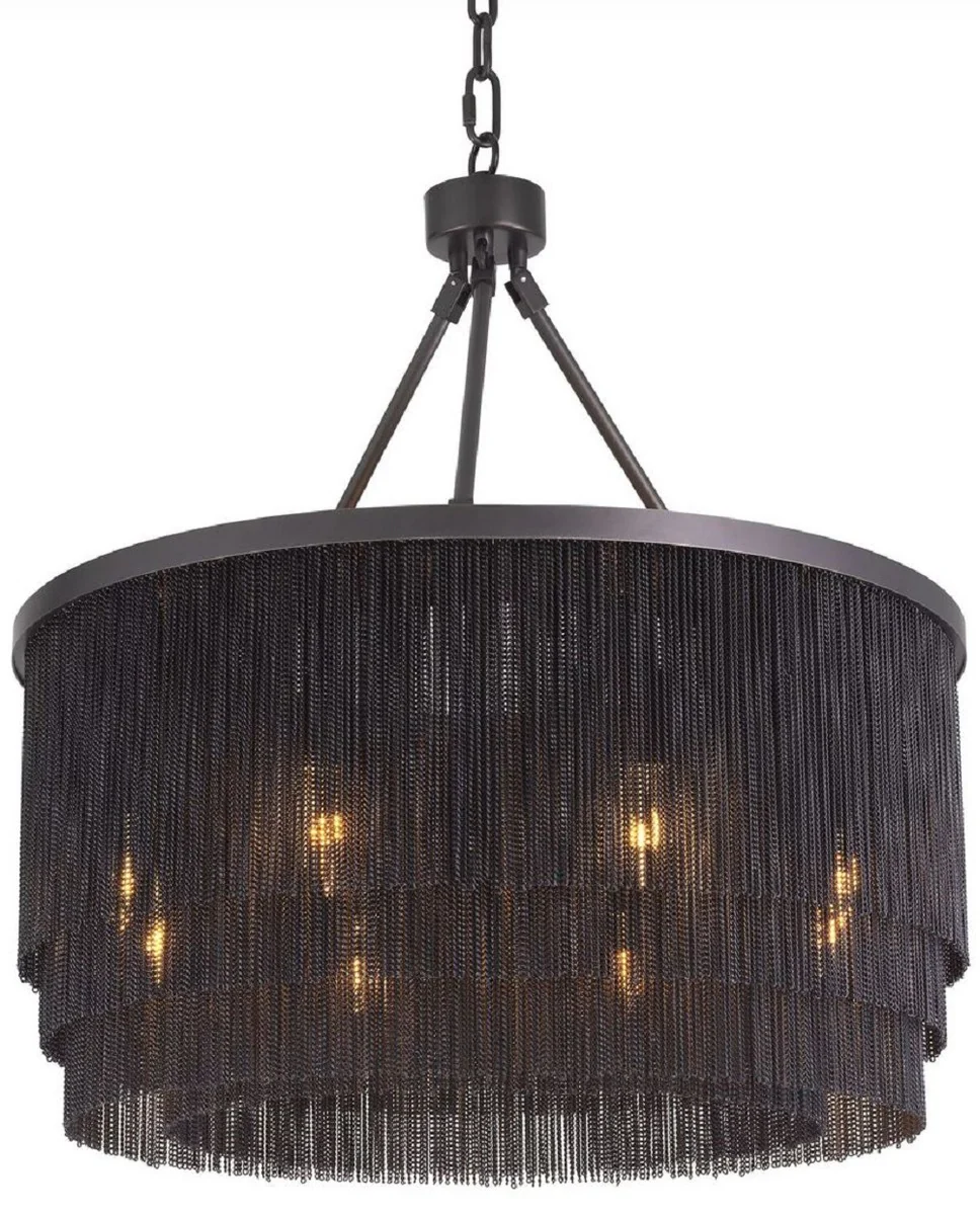 Casa Padrino araña de luces de acero de lujo bronce Ø 60 x A. 68 cm - Araña de Luces Redonda para Hoteles y Restaurantes - Calidad de Lujo