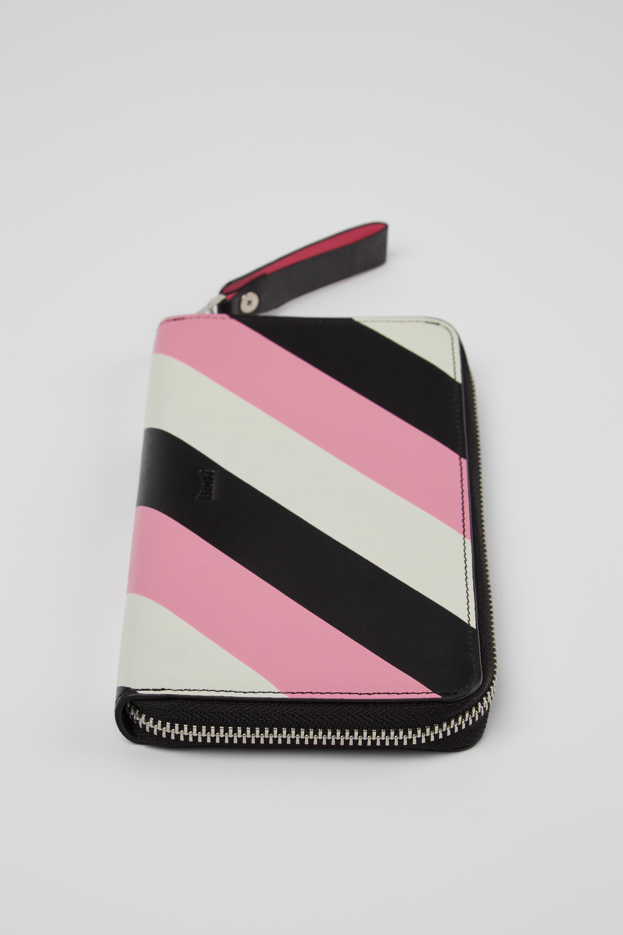 Mosa - Large black, pink, and white leather wallet
