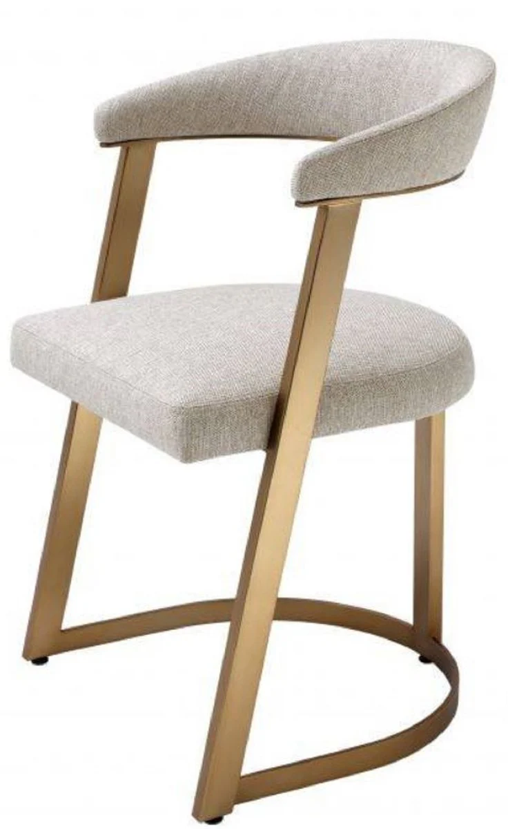 Casa Padrino silla de dise?o con reposabrazos natural / lat¨®n 53.5 x 49 x H. 78 cm - Silla de Comedor - Silla de Oficina - Muebles de Dise?o
