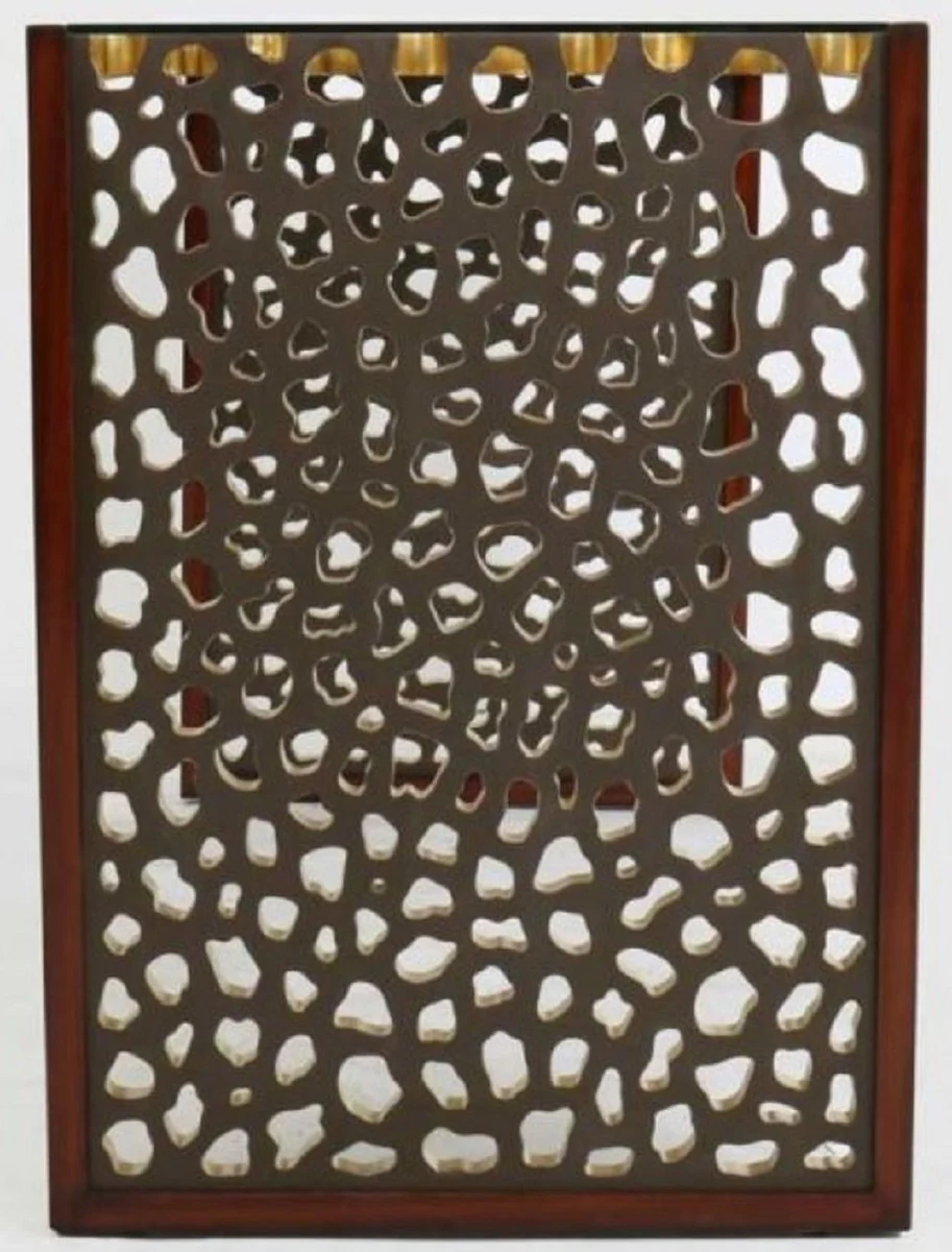 Casa Padrino escritorio de dise?o con tapa de vidrio marr¨®n / bronce / oro 140 x 55 x A. 77 cm - Mesa de Oficina - Mesa de Computadora - Muebles de Oficina de Lujo