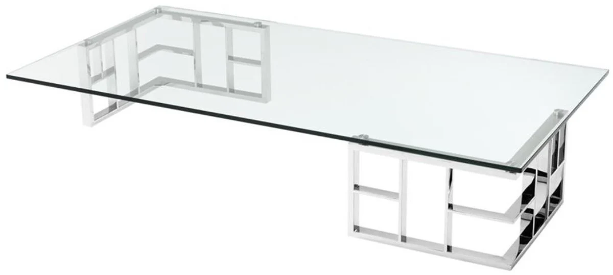Casa Padrino mesa de centro / mesa de salón de plata 180 x 90 x H. 32,2 cm - Colección de Lujo