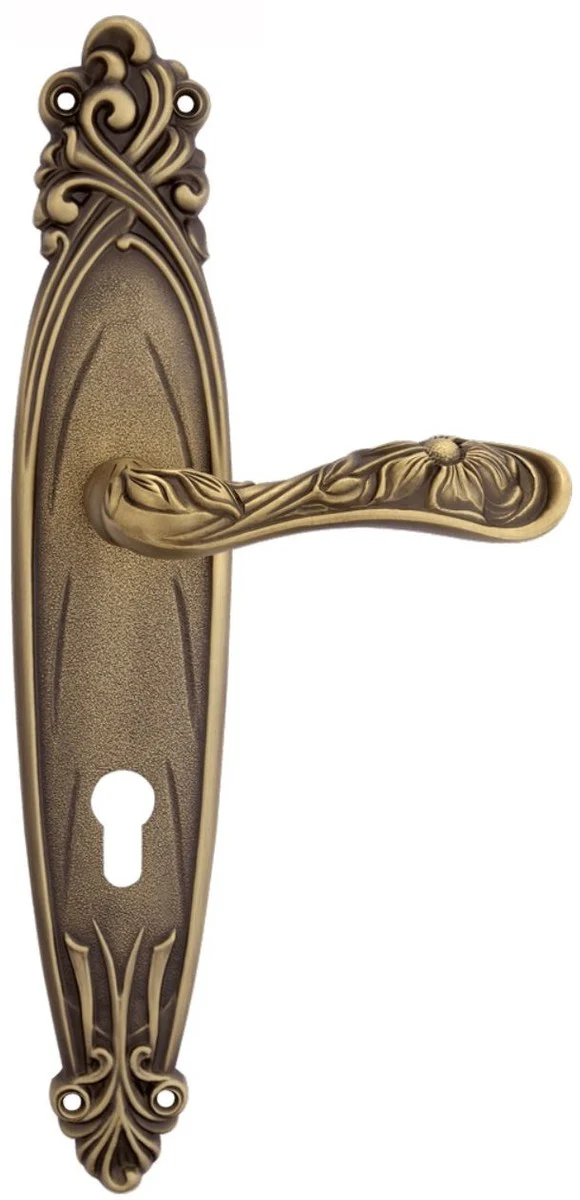 Casa Padrino conjunto de manija de puerta barroco lat¨®n patinado 14 x H. 33,5 cm - Manijas de Puerta de Estilo Barroco