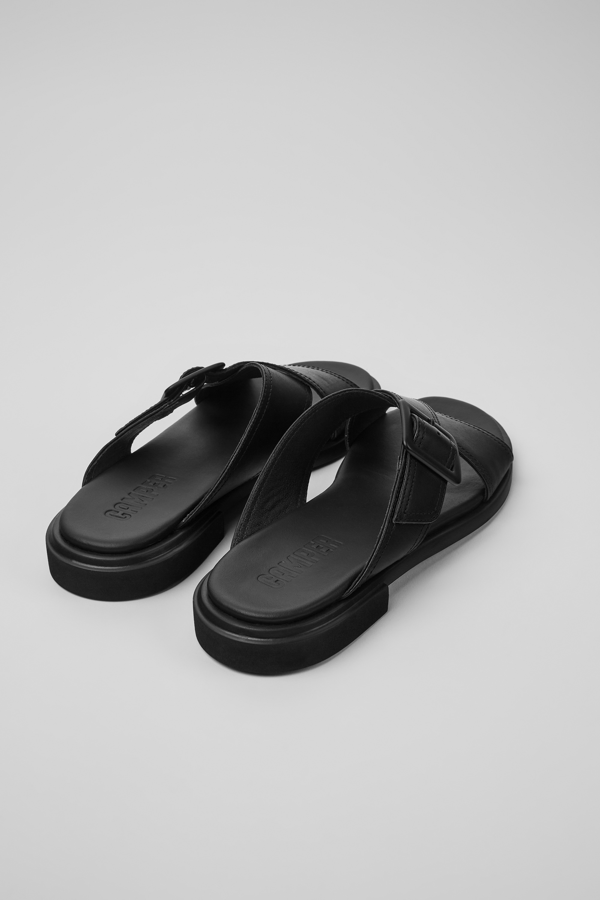 Edy - Black leather sandals for women