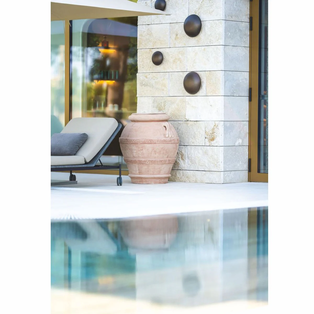 Casa Padrino Maceta Art Nouveau de Terracota Beige A. 85 cm - Hecho en Italia