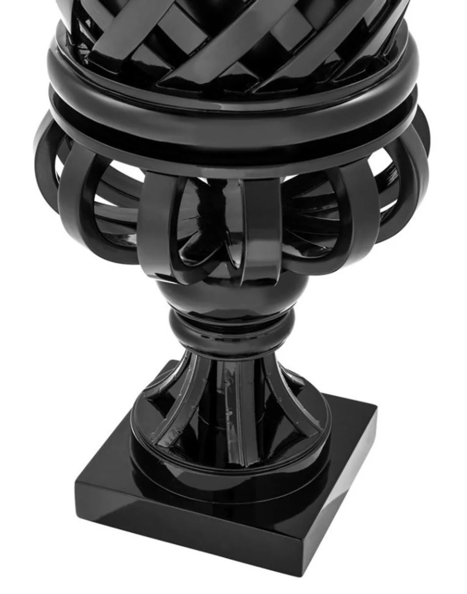 Casa Padrino de caoba Diseñador pote negro piano - maceta de flores de lujo con la base