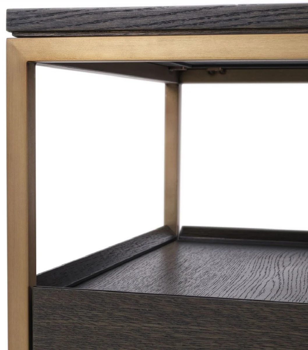 Casa Padrino gabinete de TV de lujo moca / latón 180 x 55 x A. 61 cm - Aparador de madera maciza con 3 cajones - Muebles de salón - Muebles de hotel - Colección de Lujo