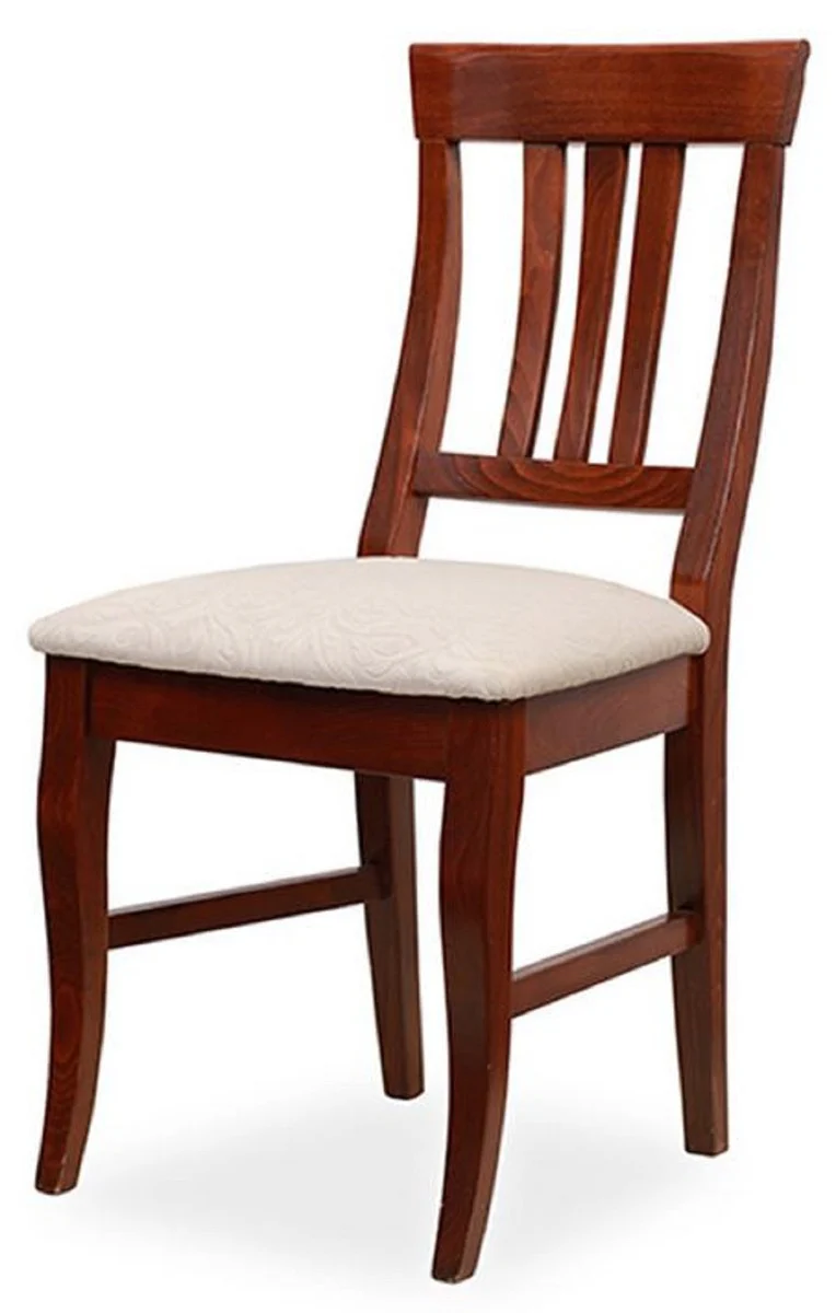 Casa Padrino silla de comedor Biedermeier gris claro / marrón oscuro 43 x 52 x A. 96 cm - Silla de cocina de madera maciza - Muebles de Comedor Biedermeier de Madera Maciza