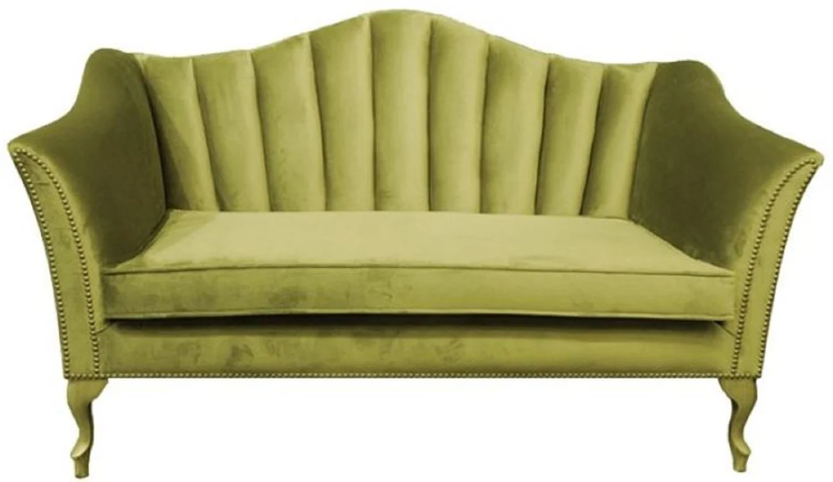 Casa Padrino sof¨¢ 2 plazas de terciopelo barroco de lujo verde 150 x 95 x A. 90 cm - Sof¨¢ de sal¨®n noble - Muebles de sal¨®n barrocos - Calidad de Lujo