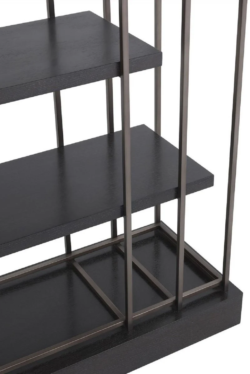 Casa Padrino armario de estanter¨ªa de lujo negro / bronce 166 x 45 x A. 222 cm - Armario de Libros - Armario de Sal¨®n - Armario de Oficina