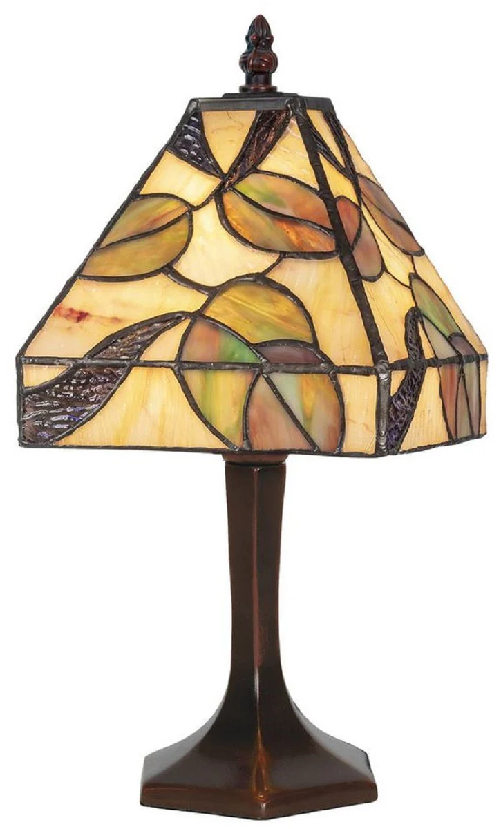 Casa Padrino lámpara de taburete Tiffany de lujo multicolor 15 x 15 x A. 31 cm - Lámpara de escritorio Tiffany - Lámpara de mesa Tiffany - Interior de lujo - Luces de lujo - Luces Tiffany