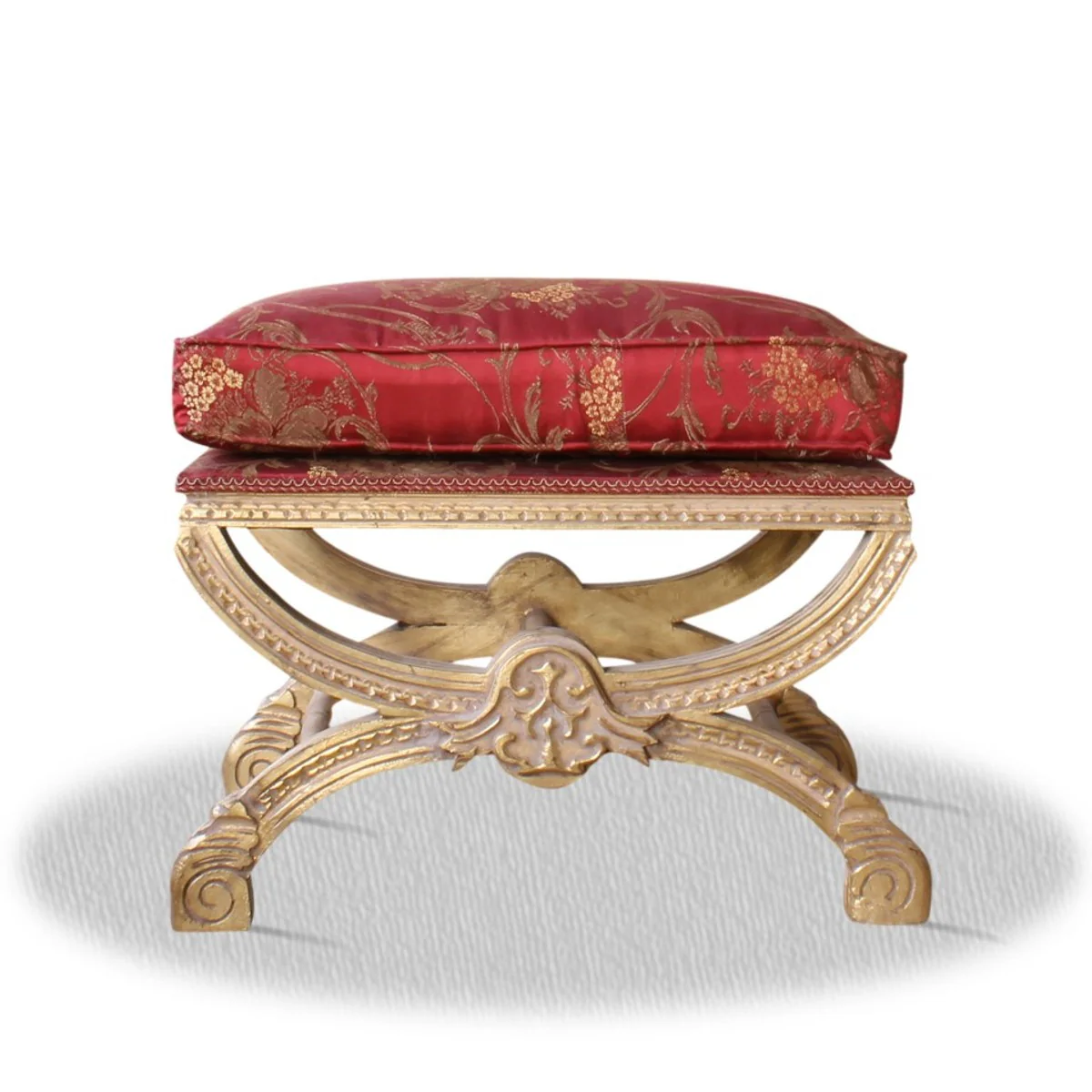 Casa Padrino barroco del taburete rojo del oro de la antig¨¹edad - taburete de estilo antiguo con almohadas