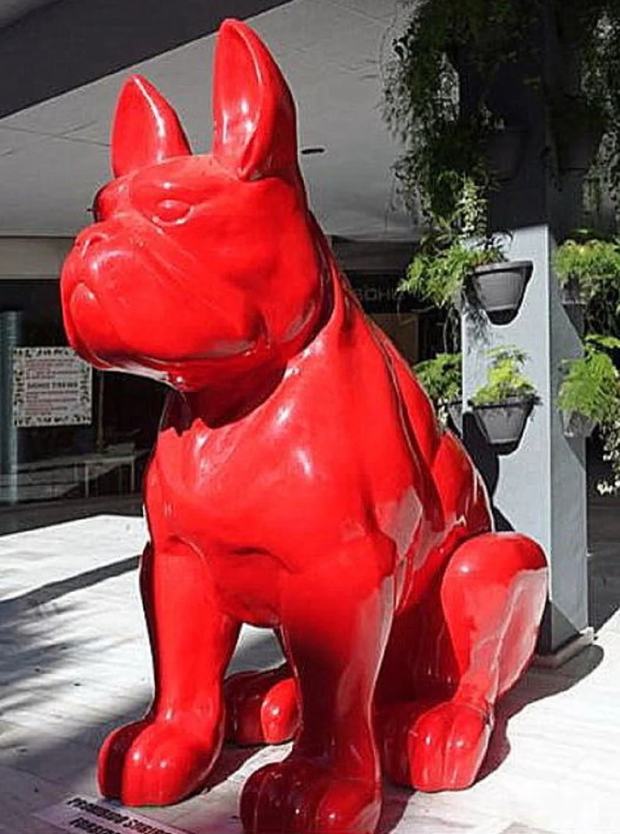 Casa Padrino escultura decorativa de lujo perro bulldog rojo 220 x 130 x A. 250 cm - Enorme escultura de jard¨ªn - Enorme figura de jard¨ªn - Escultura decorativa XXL - Figura XXL