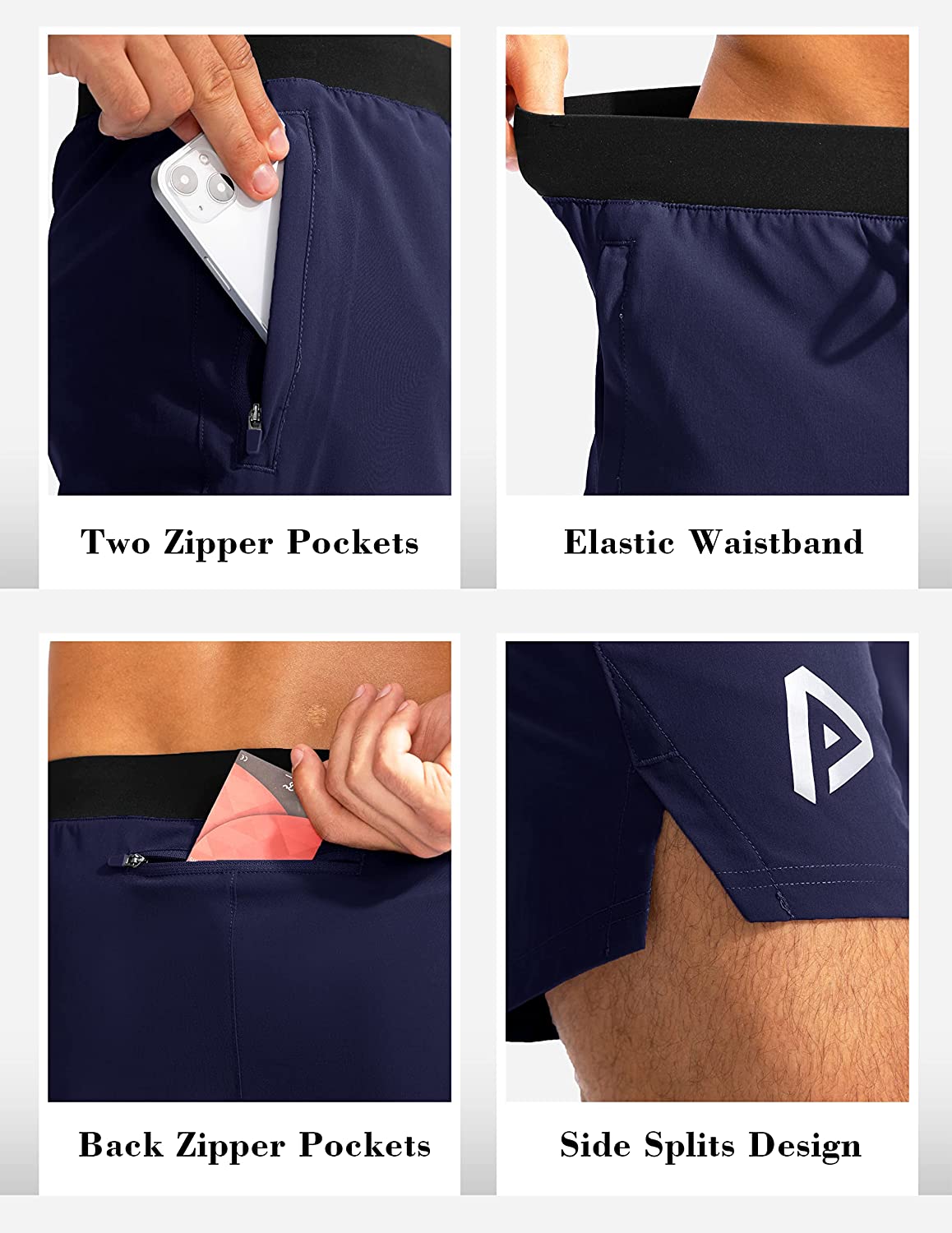 Men's Workout Running Shorts 5 Inch Lightweight Quick Dry Soccer Gym Athletic Shorts for Men with 3 Pockets