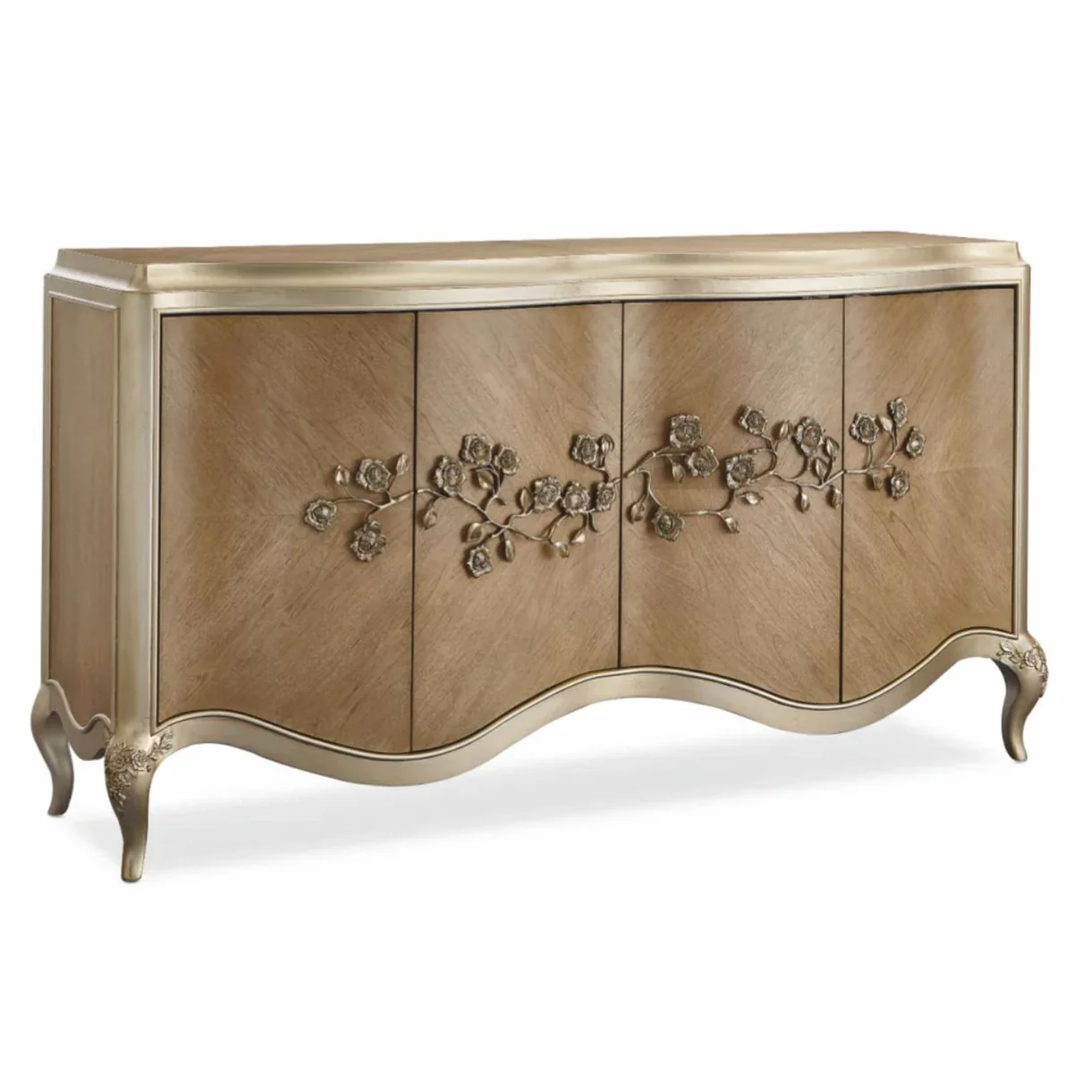 Casa Padrino Aparador Barroco de Lujo Marr¨®n / Oro Champ¨¢n 183 cm - Muebles Barrocos