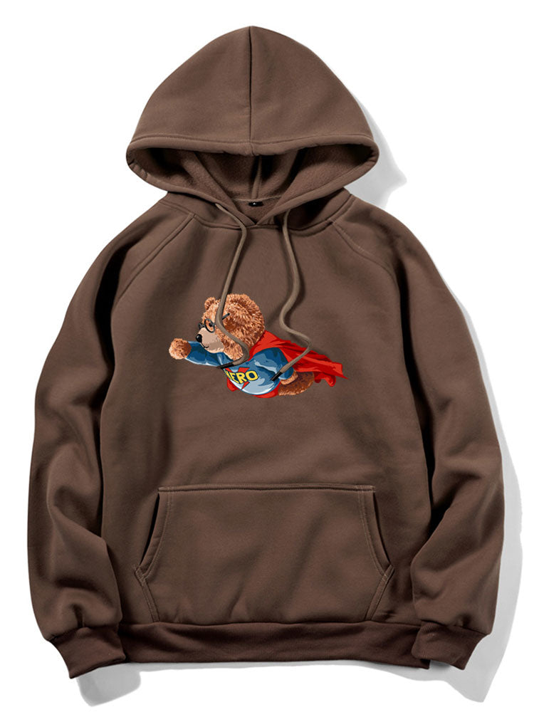 Superhero Bear Print Hoodie