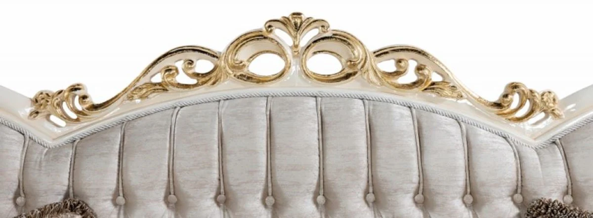 Casa Padrino sof¨¢ barroco de lujo plata / blanco / oro - Sof¨¢ de sal¨®n de estilo barroco hecho a mano con patr¨®n elegante - Magn¨ªficos muebles de sal¨®n barrocos