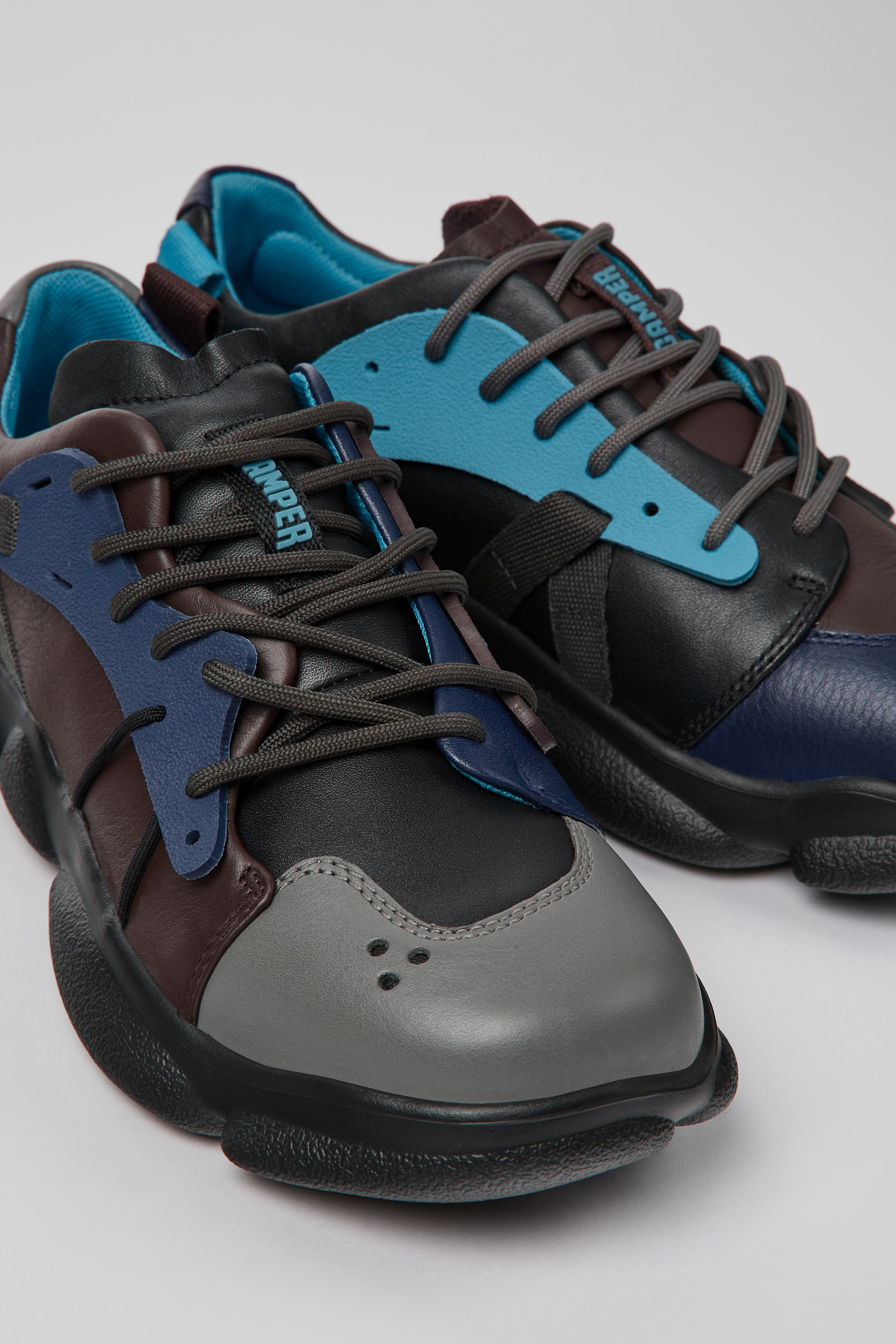 Twins - Multicolored leather and textile sneakers for women