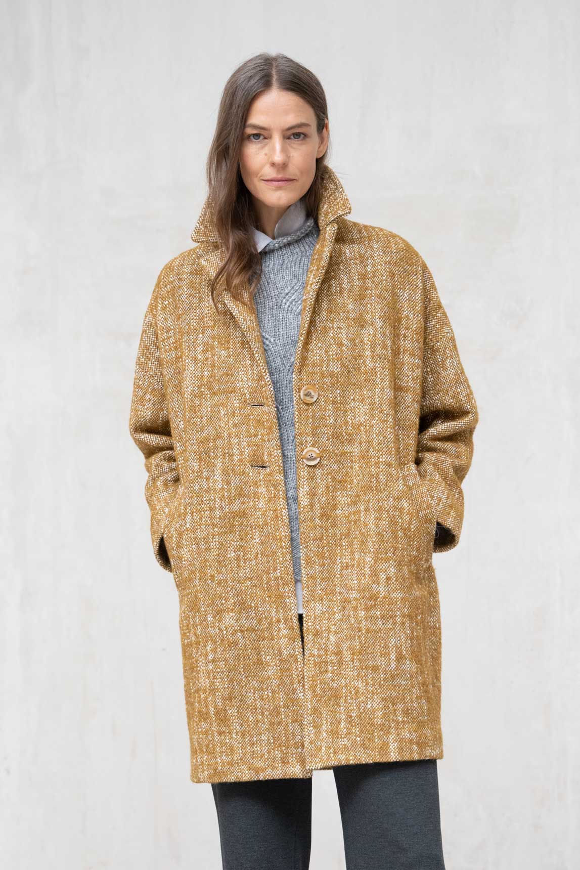 Rivera-spain Abrigo Monza mostaza jaspeado