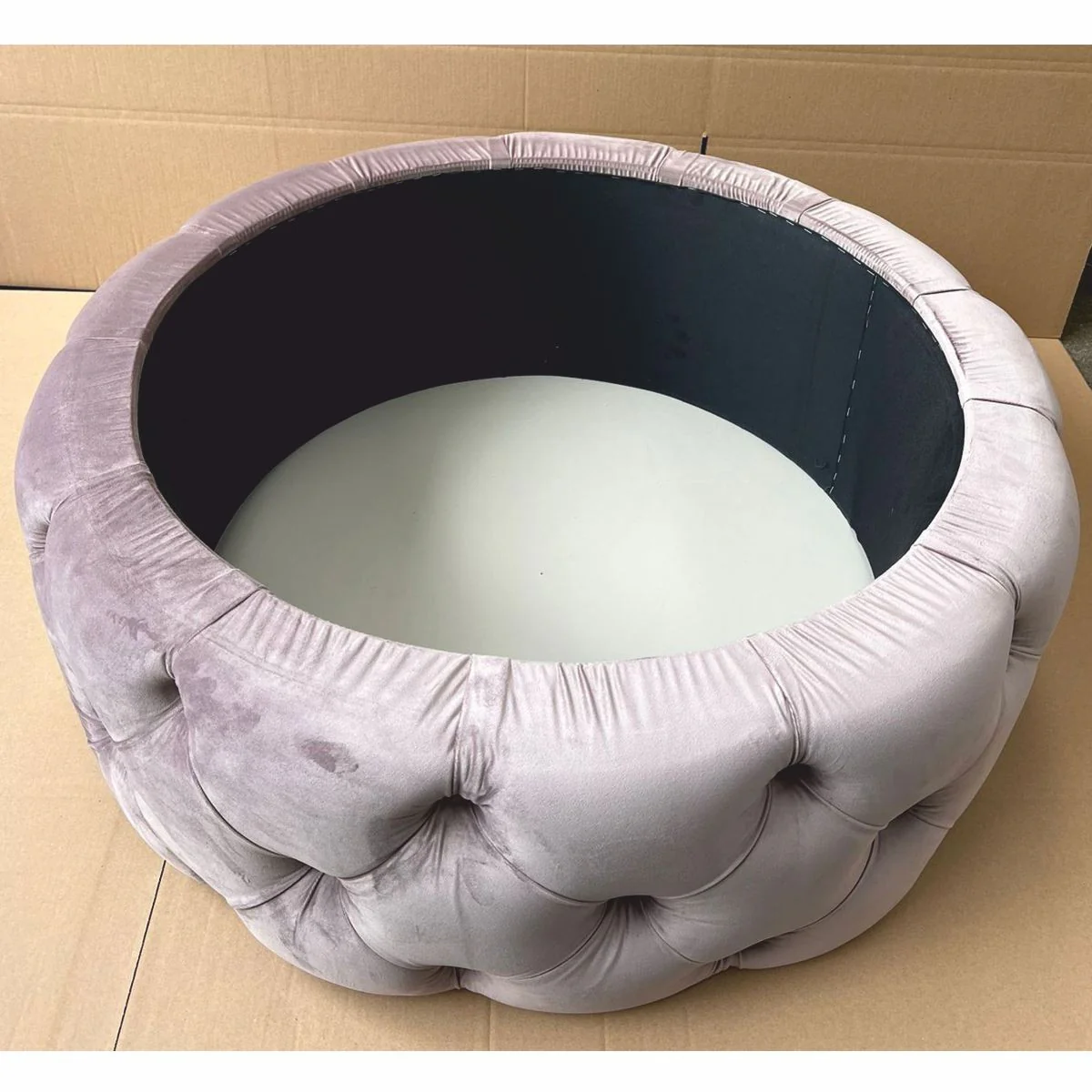 Casa Padrino taburete redondo Chesterfield de lujo con espacio de almacenamiento gris ? 100 x A. 45 cm