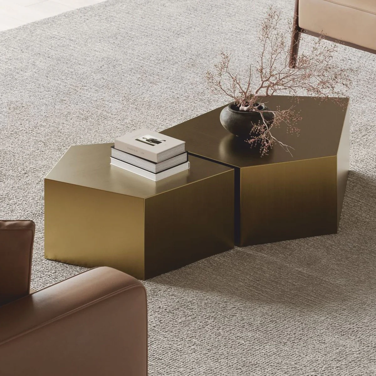 Casa Padrino conjunto de mesa de centro de metal de lujo lat¨®n - Muebles para hoteles y salas de estar