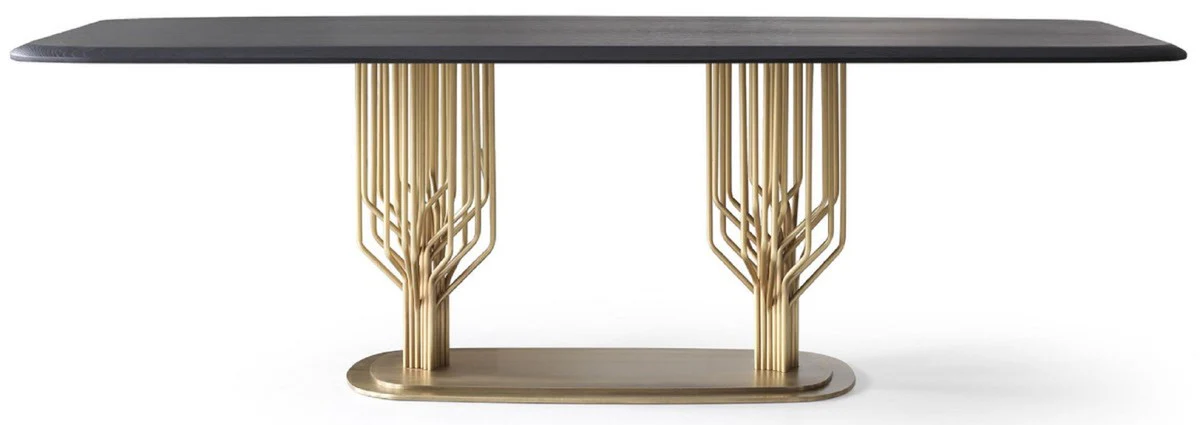 Casa Padrino Conjunto de Comedor de Lujo Verde Patr¨®n / Negro / Lat¨®n - 1 Mesa de Comedor de Lujo & 8 Sillas de Comedor de Lujo - Muebles de Comedor - Muebles de Lujo - Colecci¨®n de Lujo