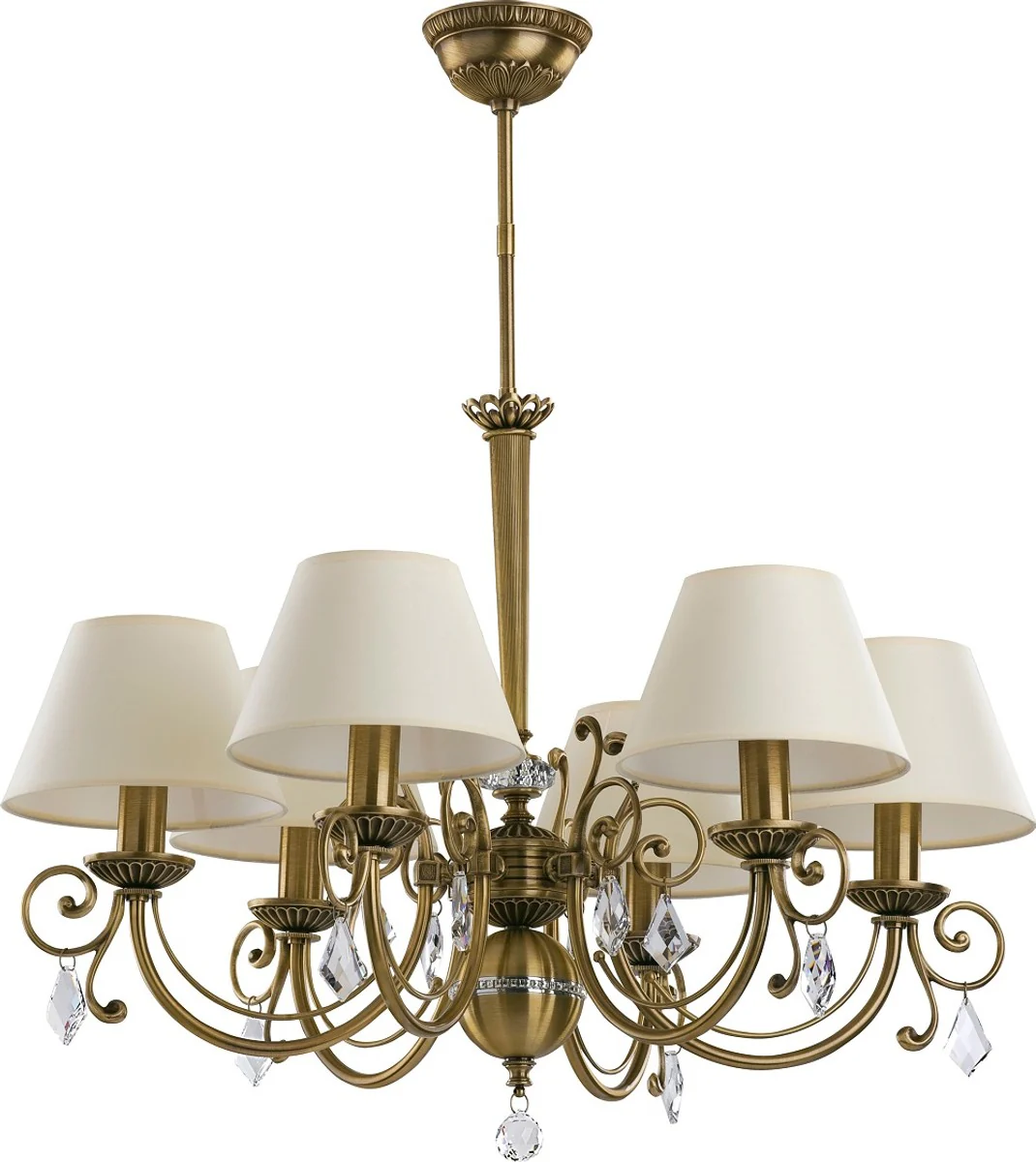 Casa Padrino ara?a de luces de cristal barroco de lujo lat¨®n con p¨¢tina / crema ? 73 cm