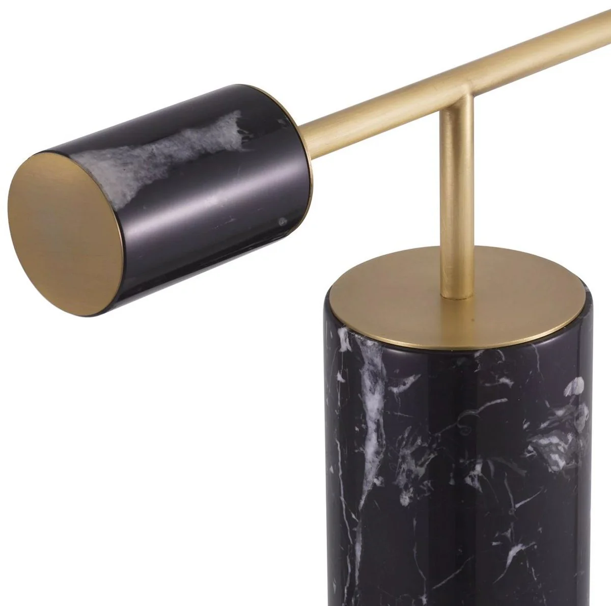 Casa Padrino lámpara de mesa de lujo latón antiguo / negro / blanco 51 x 20 x A. 62,5 cm - Lámpara de escritorio de mármol con pantalla de vidrio - Colección de Lujo