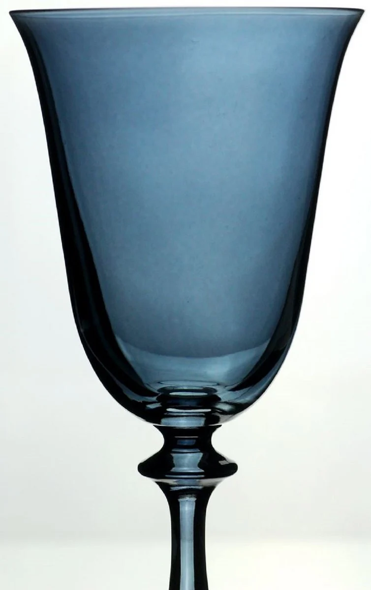 Casa Padrino conjunto de 6 copas de vino blanco barroco de lujo azul ? 8,5 x A. 21 cm - Copas de vino hechas a mano - Accesorios para Hoteles y Restaurantes - Calidad de Lujo