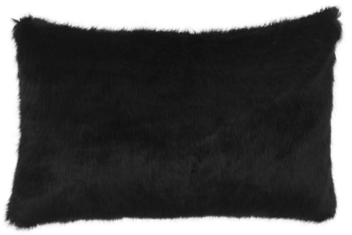 Casa Padrino almohada de piel sintética de lujo negro 60 x 40 cm - Accesorios de Decoración de la Sala de Estar