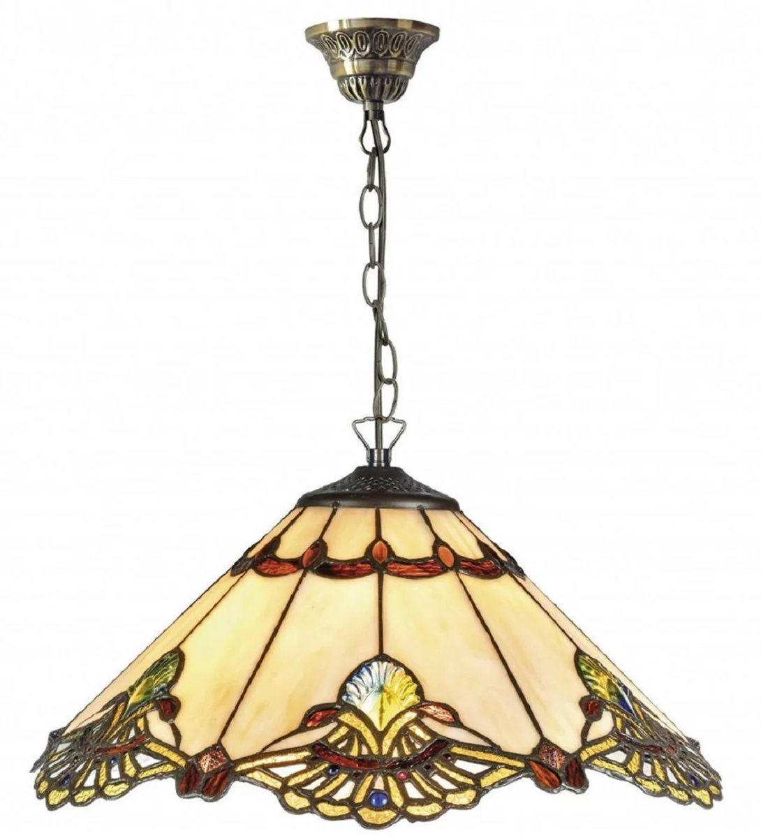 Casa Padrino Lámpara Colgante Tiffany de Lujo Multicolor Ø 40 x H. 93 cm - Lámpara Colgante Hecha a Mano con 264 Piezas