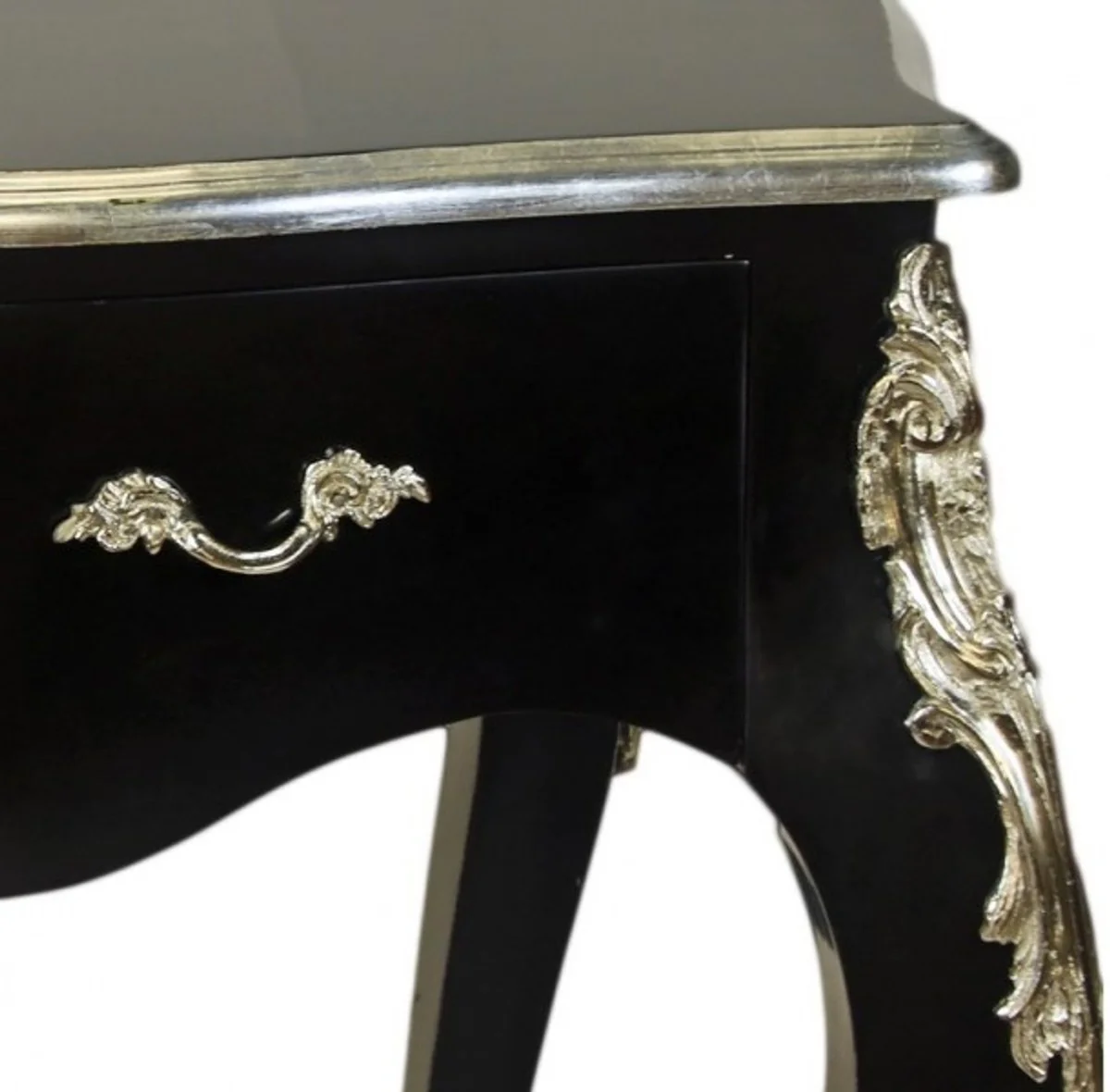 Casa Padrino luxury Baroque Secretary Black / Silver 150cm - Desk luxury furniture