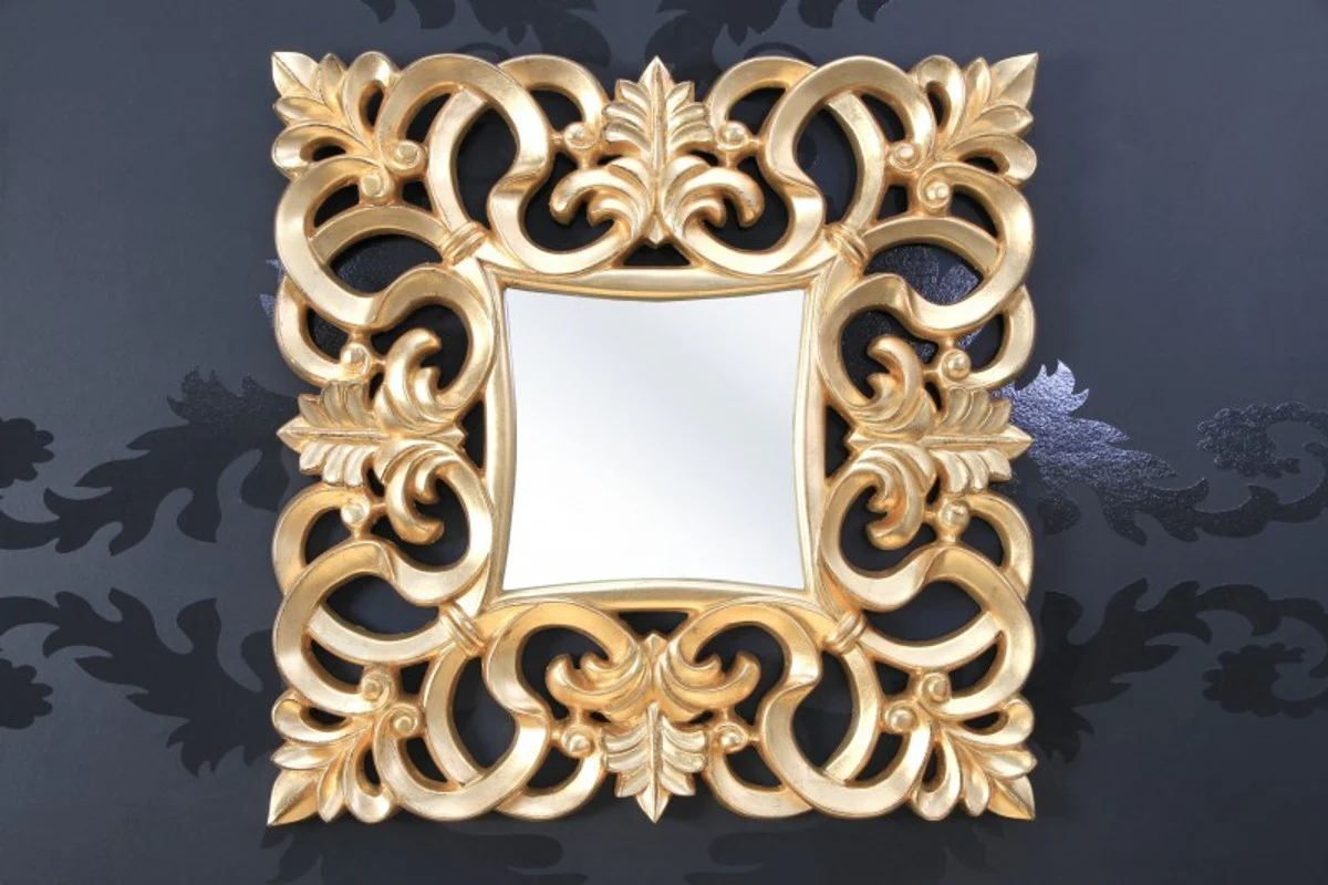 Espejo de pared barroco dividido 76 x 76 cm de oro - cuadrado del espejo dorado Barock Wandspiegel Gold Antik, H?he 76 cm, Breite 76 cm, Edel & Prunkvoll