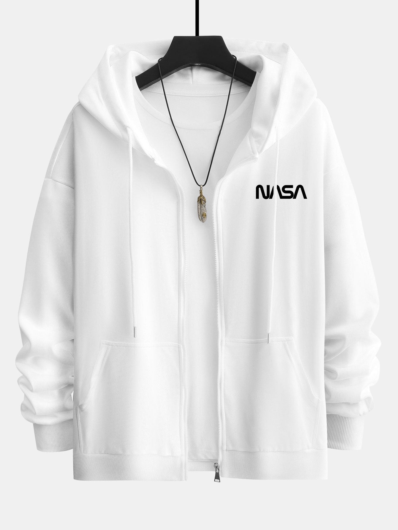NASA Print Relax Fit Zip Hoodie