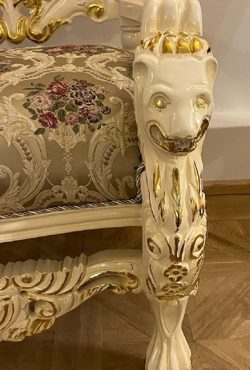 Pomp??s de Casa Padrino sill¨®n de trono barroco de lujo Provenza plata / crema blanco / oro - dise?ado por Harald Gl??ckler
