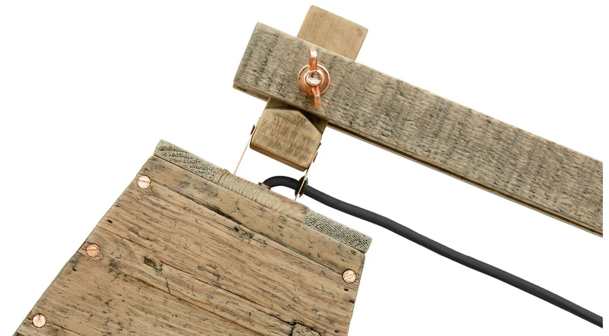 Casa Padrino lámpara de mesa de madera de pino colores naturales 90 x 30 x H. 105 cm - Lámpara de Mesa de Lujo con Cable Negro