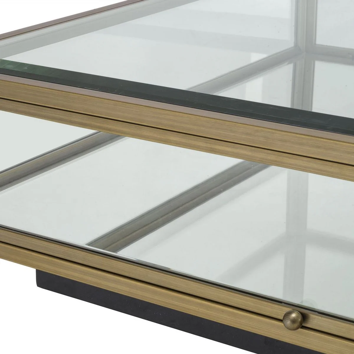 Casa Padrino mesa de centro de lujo lat¨®n / negro 100 x 100 x A. 30 cm - Mesa de sal¨®n moderna - Muebles de sal¨®n - Calidad de Lujo