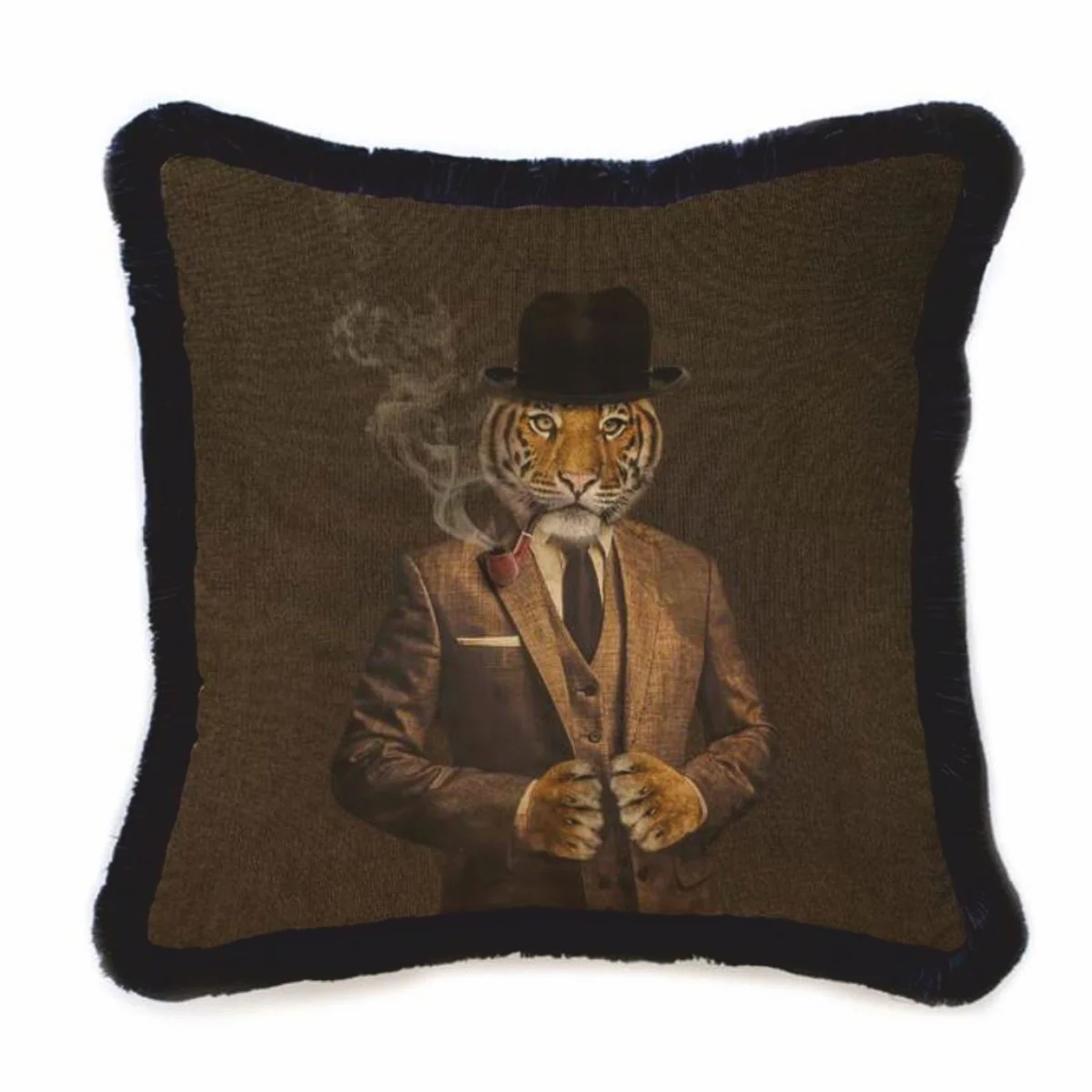 Casa Padrino coj¨ªn decorativo de lujo de terciopelo caballero tigre marr¨®n / negro 45 x 45 cm