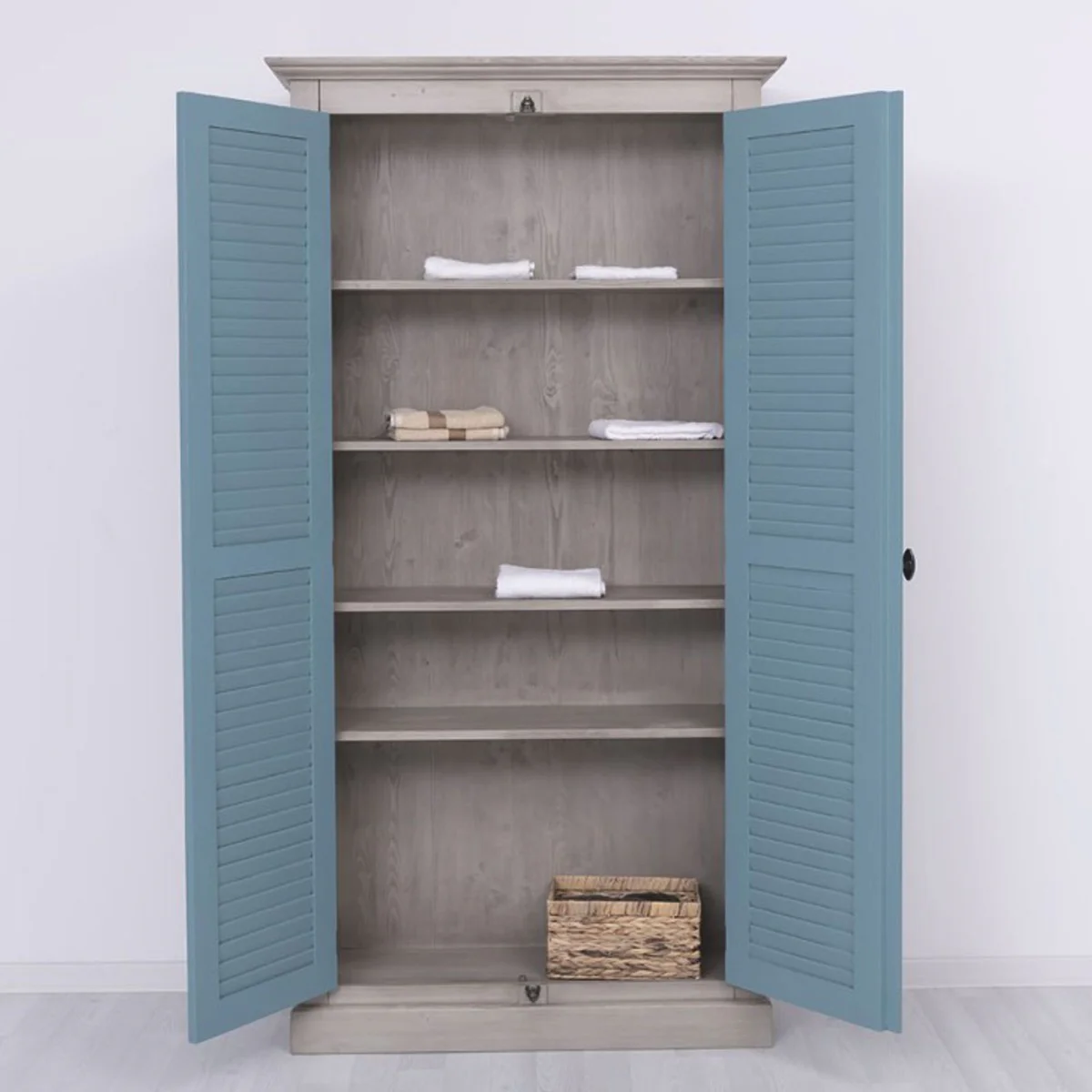 Casa Padrino armario de dormitorio de estilo campestre gris / azul 109 cm - Muebles de dormitorio