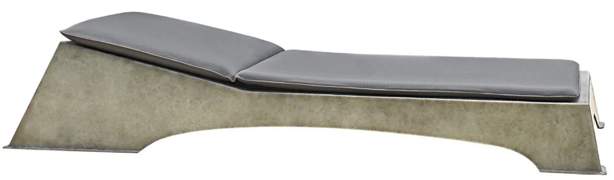 Casa Padrino tumbona de jardín de lujo gris antiguo / gris oscuro 225 x 80 x A. 40 cm - Tumbona moderna resistente a la intemperie - Tumbona de piscina - Muebles de piscina de hotel de jardín