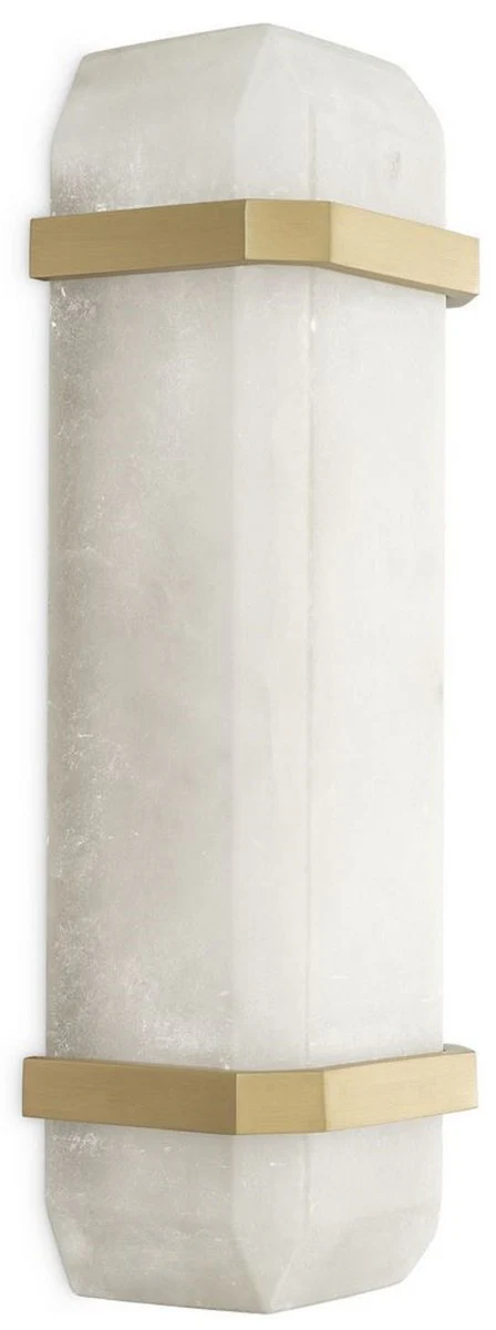Casa Padrino lámpara de pared de lujo alabastro / latón antiguo 13 x 11 x A. 42 cm - Elegante lámpara de pared con pantalla de alabastro - Luces de Lujo