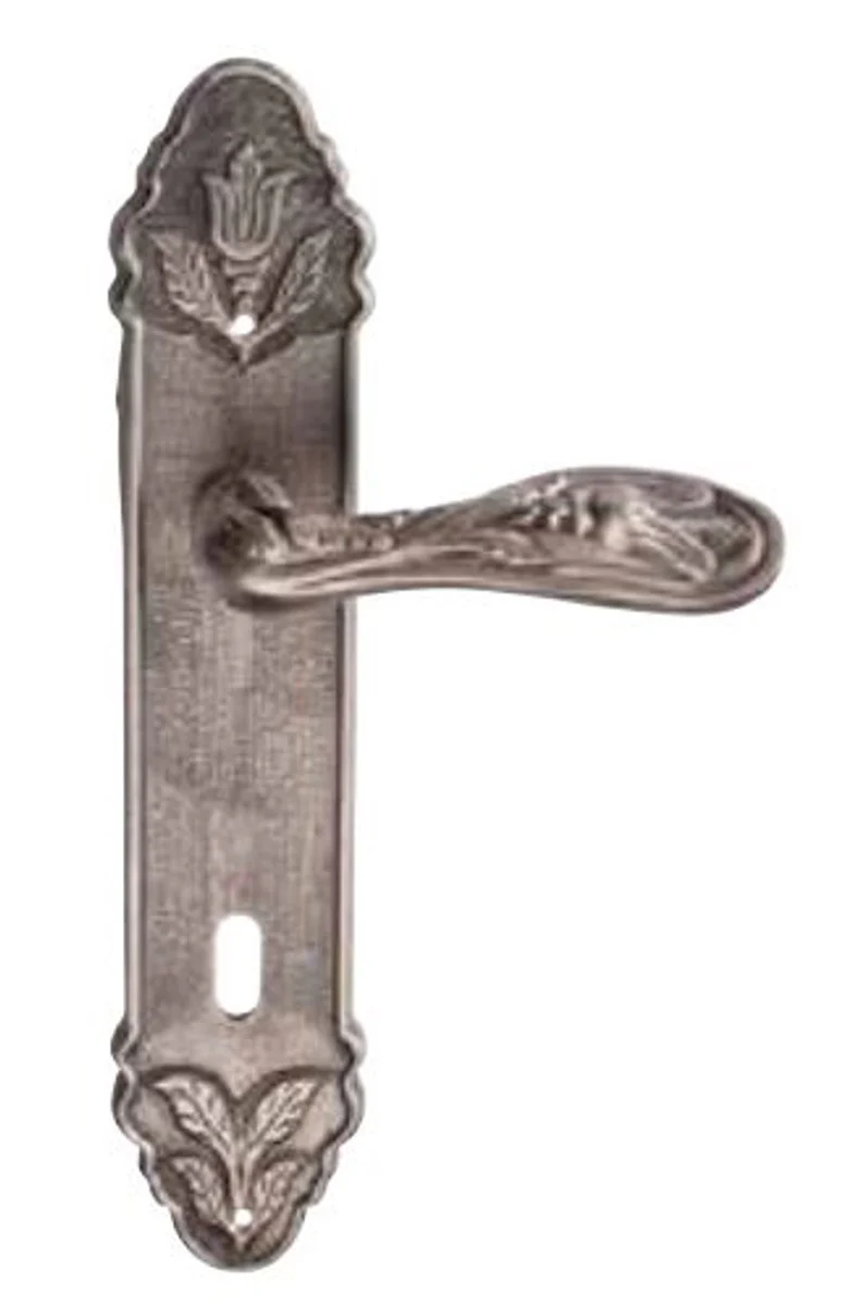 Casa Padrino Juego de Manija de Puerta Estilo Antiguo Lat¨®n Plata Vintage - Juego de Manija de Puerta Barroco Art Nouveau Retro