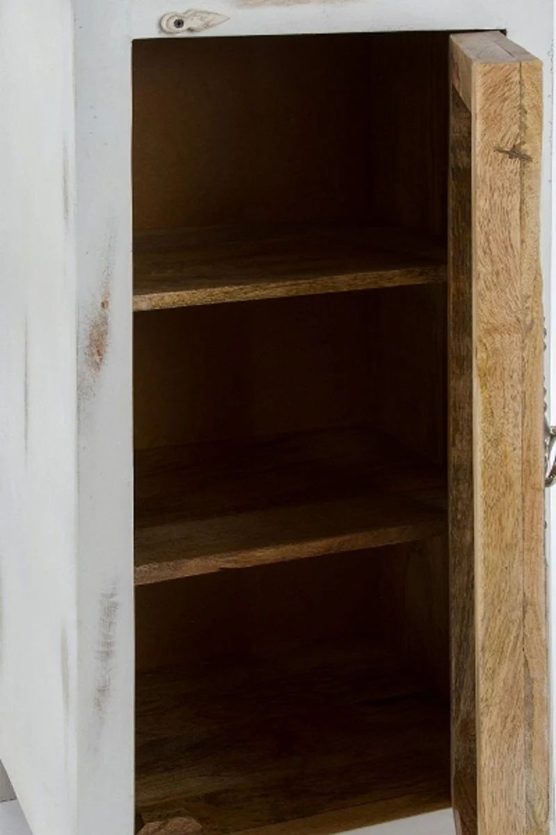 Casa Padrino cómoda de estilo campestre shabby chic blanco antiguo / multicolor 40 x 32 x H. 90 cm - Pequeño Gabinete de Estilo Campestre con Puerta