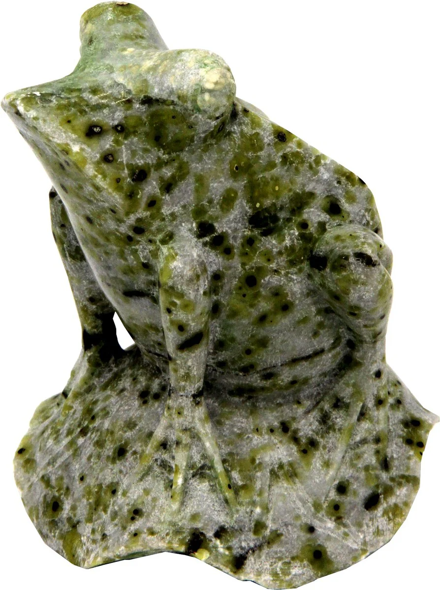 Casa Padrino escultura de rana de piedra natural 10 x 9 x H 10.5 cm - figura de piedra decorativa - hecha a mano