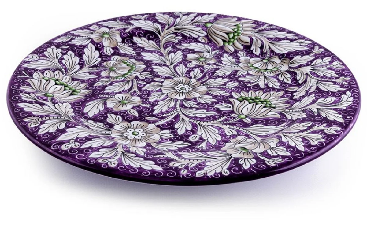 Casa Padrino conjunto de 6 platos de cerámica de lujo púrpura Ø 32 cm - Hecho en Italia