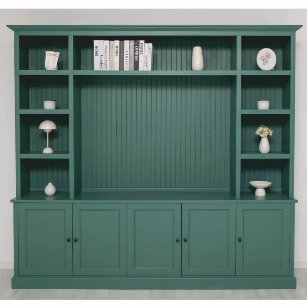 Casa Padrino armario de libros de estilo campestre verde 254 cm - Muebles de estilo campestre