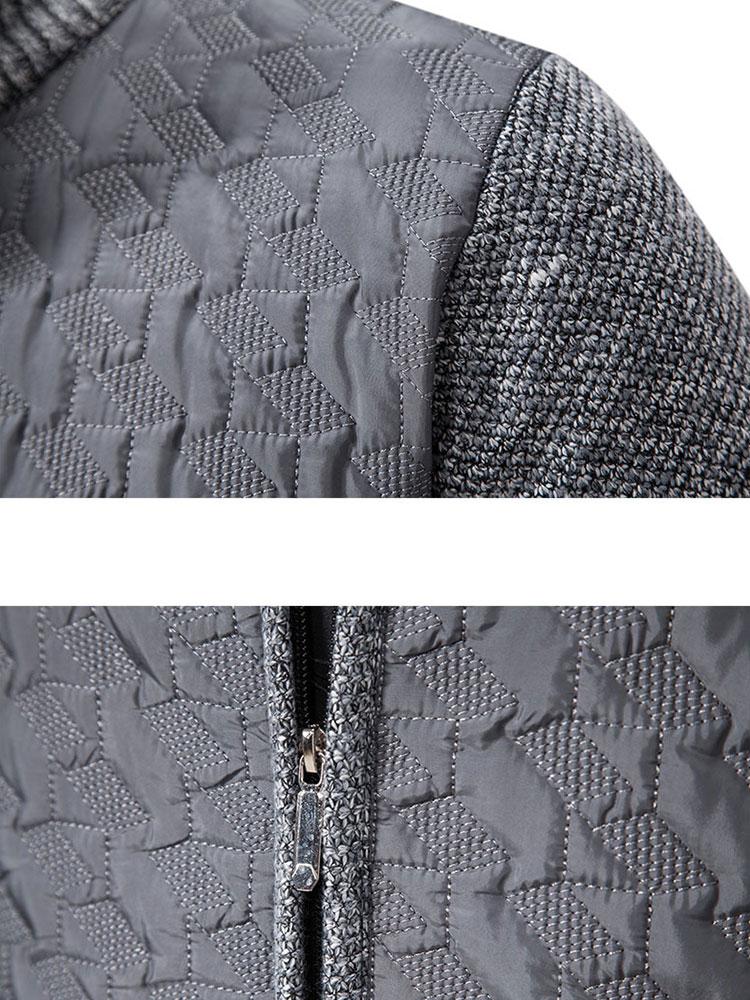 Quilted Jacquard Zip Up Sweater