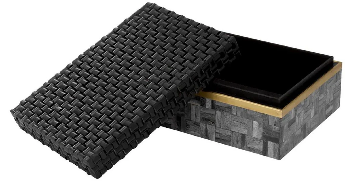 Casa Padrino Caja de Joya de Lujo Gris / Negro / Lat¨®n Vintage 28,5 cm