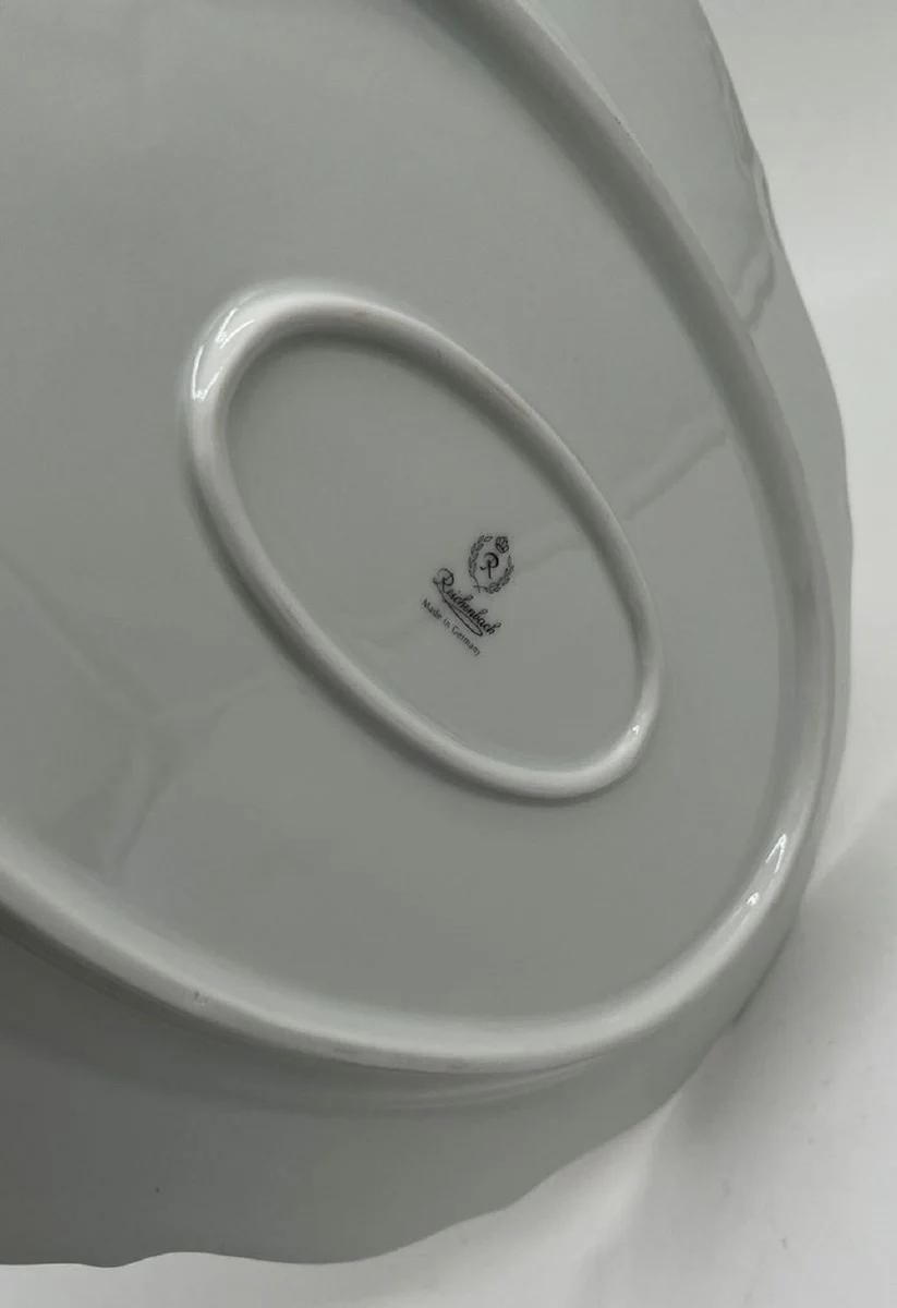 Casa Padrino Plato de Porcelana Barroco de Lujo Blanco / Multicolor / Oro 38 cm - Plato de Servir Ovalado - Accesorios de Porcelana de Estilo Barroco - Reichenbach Porzellan - Hecho en Alemania