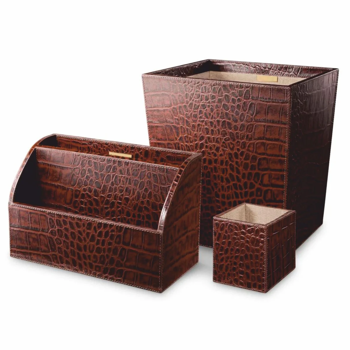 Casa Padrino Conjunto de Escritorio de Lujo en Cuero Genuino Marr¨®n Antiguo - Accesorios de Escritorio